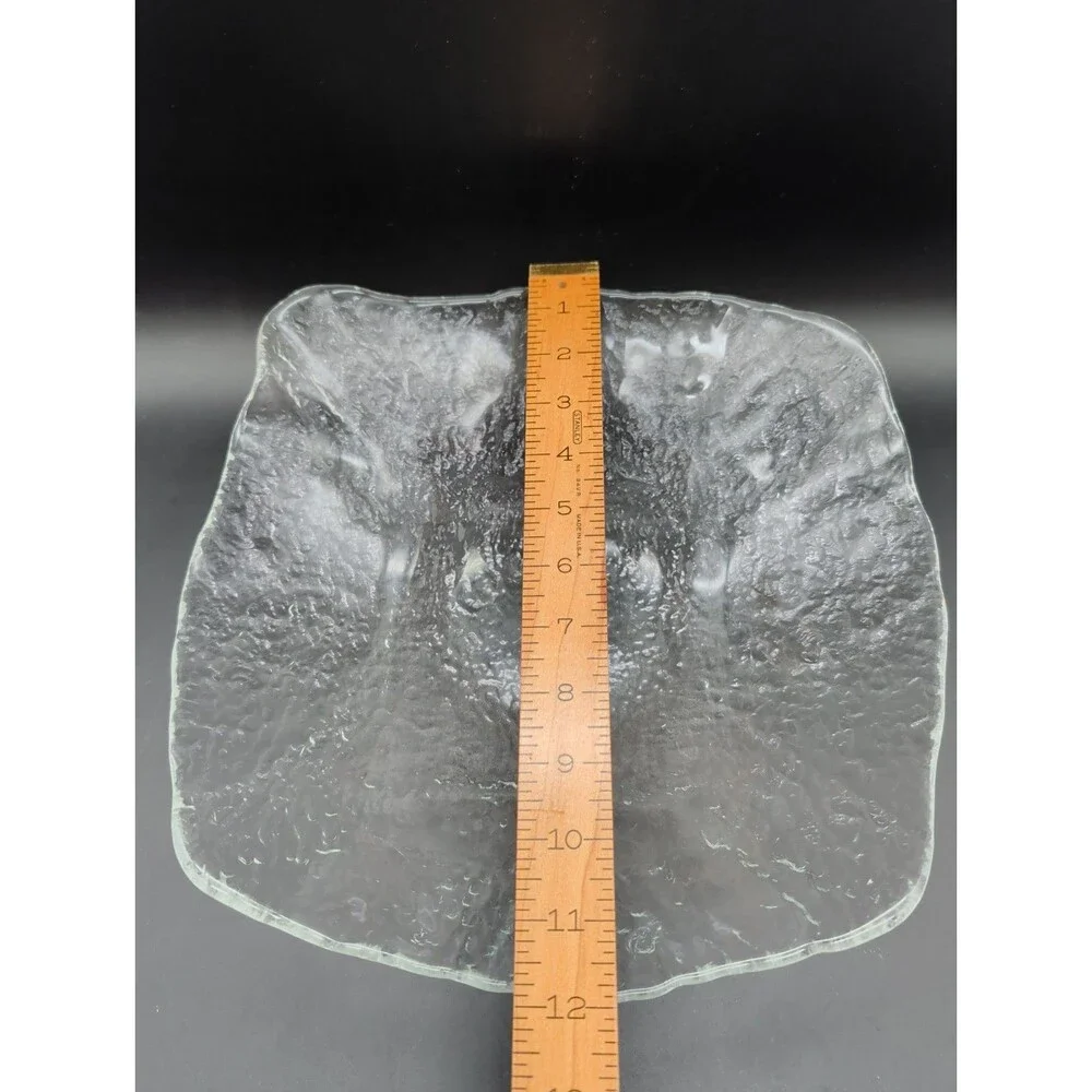 Crate & Barrel Orion Square Textured Glass Serving Bowl 12